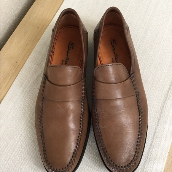 Santoni Mens Paine Blind Keeper Plain Strap Loafers in brown size 10D main image 7